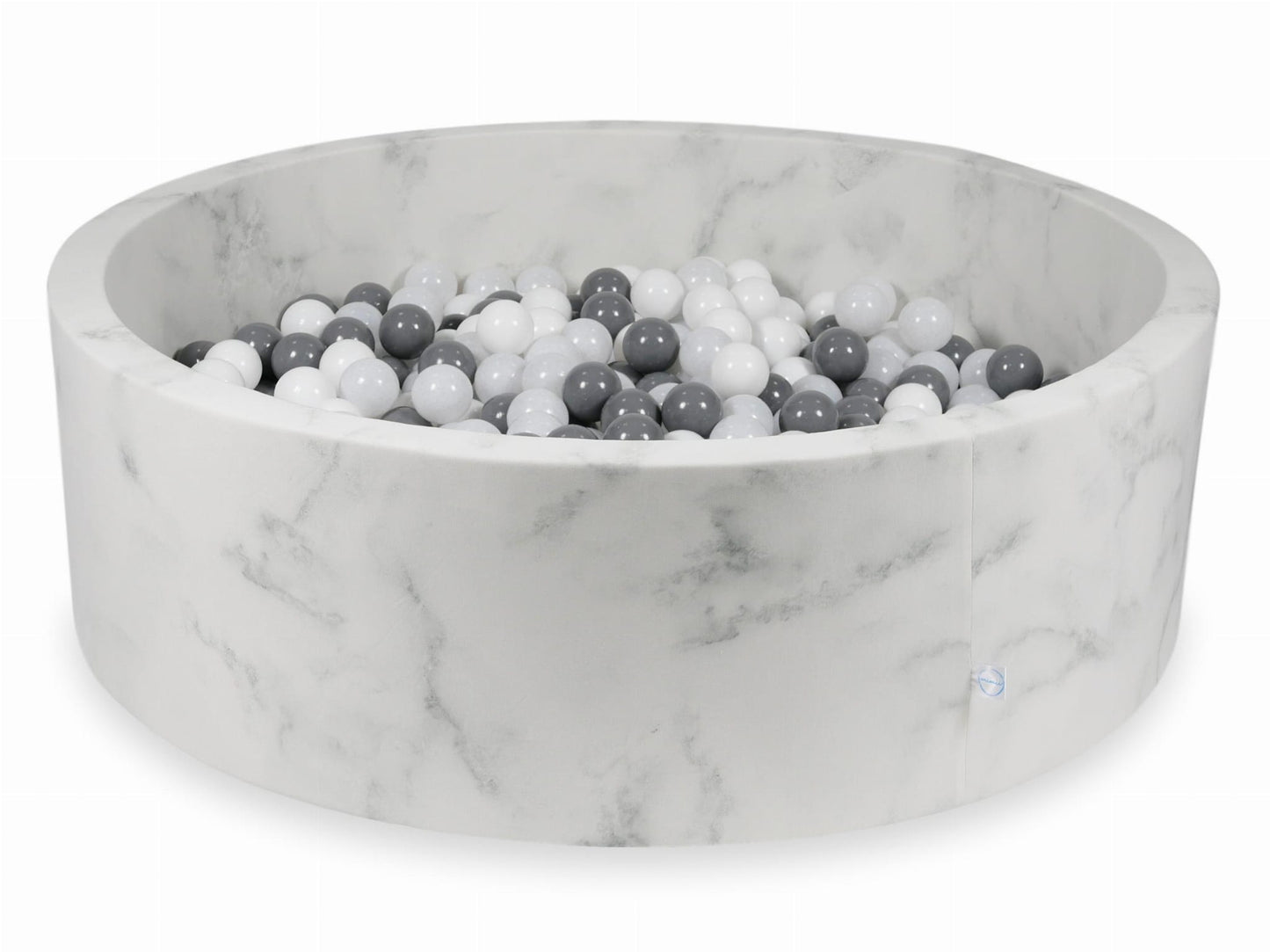 Piscine à Balles 130x40 marbre avec boules 700pcs (blanc, gris, blanc laineux)