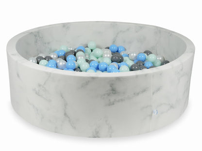 Piscine à Balles 130x40 marbre avec boules 700pcs (menthe clair, bleu bébé, gris, perle)
