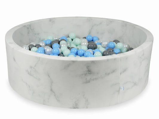 Piscine à Balles 130x40 marbre avec boules 700pcs (menthe clair, bleu bébé, gris, perle)