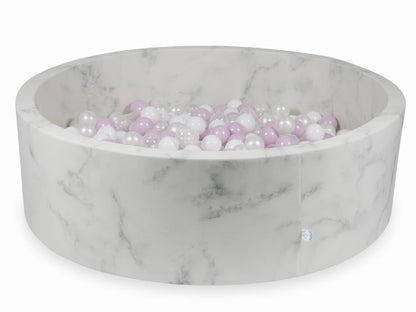 Piscine à Balles 130x40 marbre avec boules 700pcs (perle rose layette, blanc, transparent, perle)