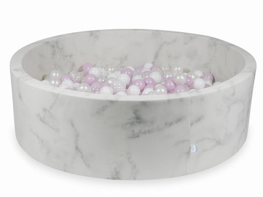 Piscine à Balles 130x40 marbre avec boules 700pcs (perle rose layette, blanc, transparent, perle)