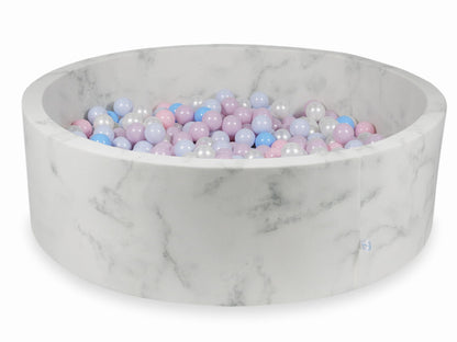 Piscine à balles 130x40 marbre avec boules 700pcs (rose bébé, rose bébé perle, bébé bleu perle, bébé bleu, perle)