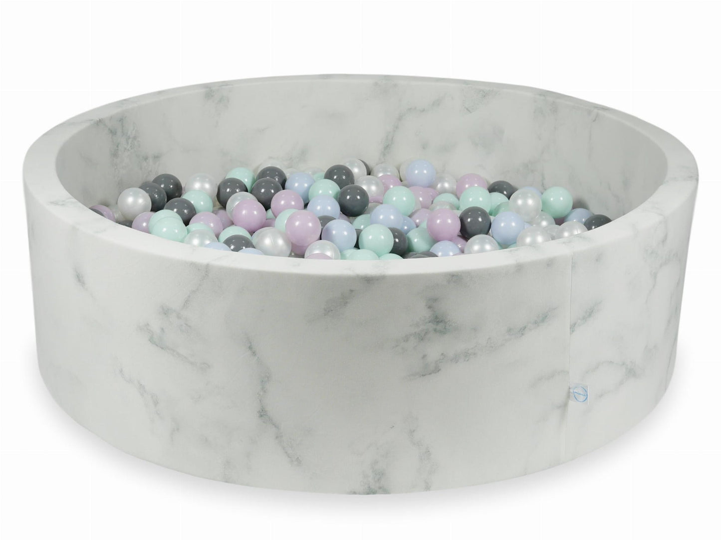 Piscine à Balles 130x40 marbre avec boules 700pcs (menthe clair, perle rose bébé, perle bleu bébé, perle, gris)