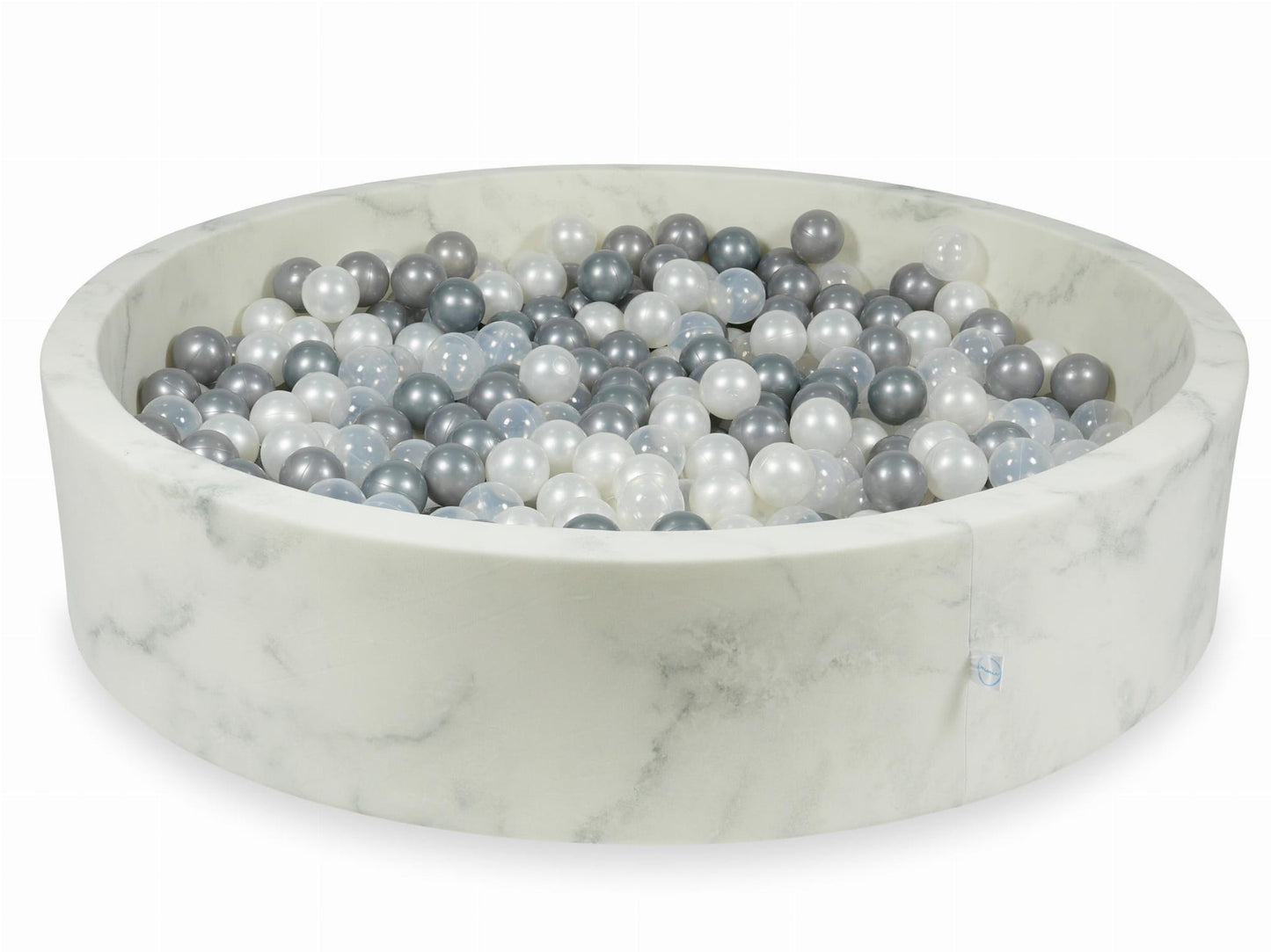 Piscine à Balles 130x30 marbre avec boules 600pcs (perle, transparent, argent)