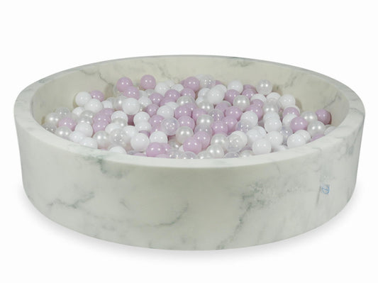 Piscine à Balles 130x30 marbre avec boules 600pcs (rose bébé perle, blanc, transparent, perle)