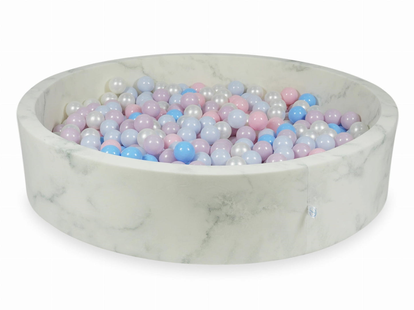 Piscine à balles 130x30 marbre avec boules 600pcs (rose bébé, rose bébé perle, bébé bleu perle, bébé bleu, perle)
