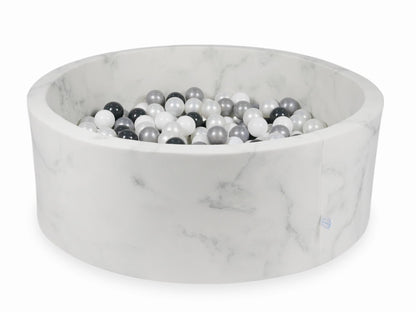 Piscine à Balles 110x40 marbre avec boules 500pcs (blanc, perle, argent, graphite)
