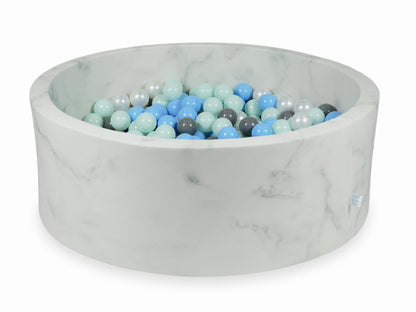 Piscine à Balles 110x40 marbre avec boules 500pcs (menthe clair, bleu bébé, gris, perle)