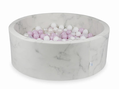 Piscine à Balles 110x40 marbre avec boules 500pcs (perle rose layette, blanc, transparent, perle)