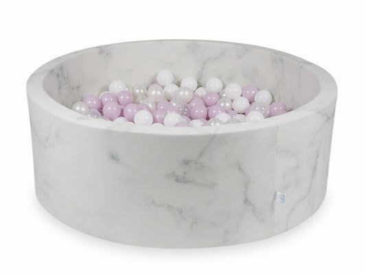Piscine à Balles 110x40 marbre avec boules 500pcs (perle rose layette, blanc, transparent, perle)