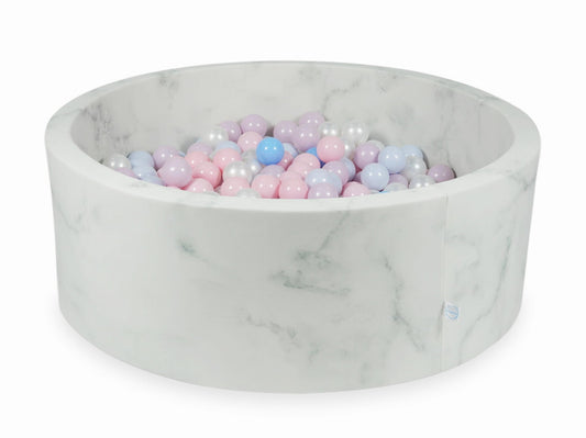 Piscine à balles 110x40 marbre avec boules 500pcs (rose bébé, rose bébé perle, bébé bleu perle, bébé bleu, perle)
