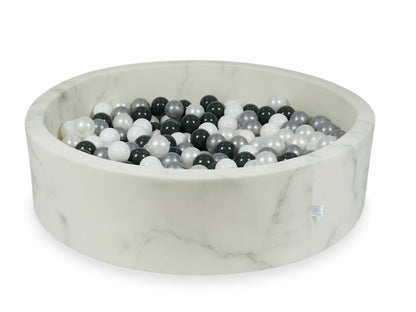 Piscine à Balles 110x30 marbre avec boules 400pcs (blanc, perle, argent, graphite)