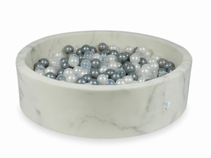 Piscine à Balles 110x30 marbre avec boules 400pcs (perle, transparent, argent)