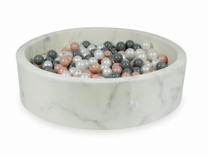 Piscine à Balles 110x30 marbre avec boules 400pcs (or rose, gris, perle)