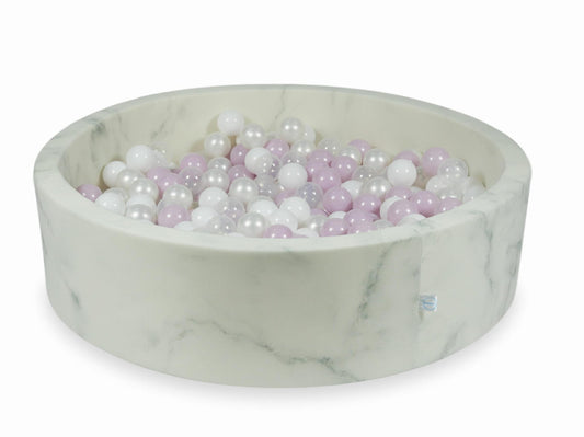 Piscine à Balles 110x30 marbre avec boules 400pcs (perle rose layette, blanc, transparent, perle)