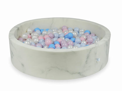 Piscine à balles 110x30 marbre avec boules 400pcs (rose bébé, rose bébé perle, bébé bleu perle, bébé bleu, perle)