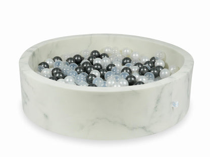 Piscine à Balles 110x30 marbre avec boules 400pcs (graphite métallique, perle, transparent)