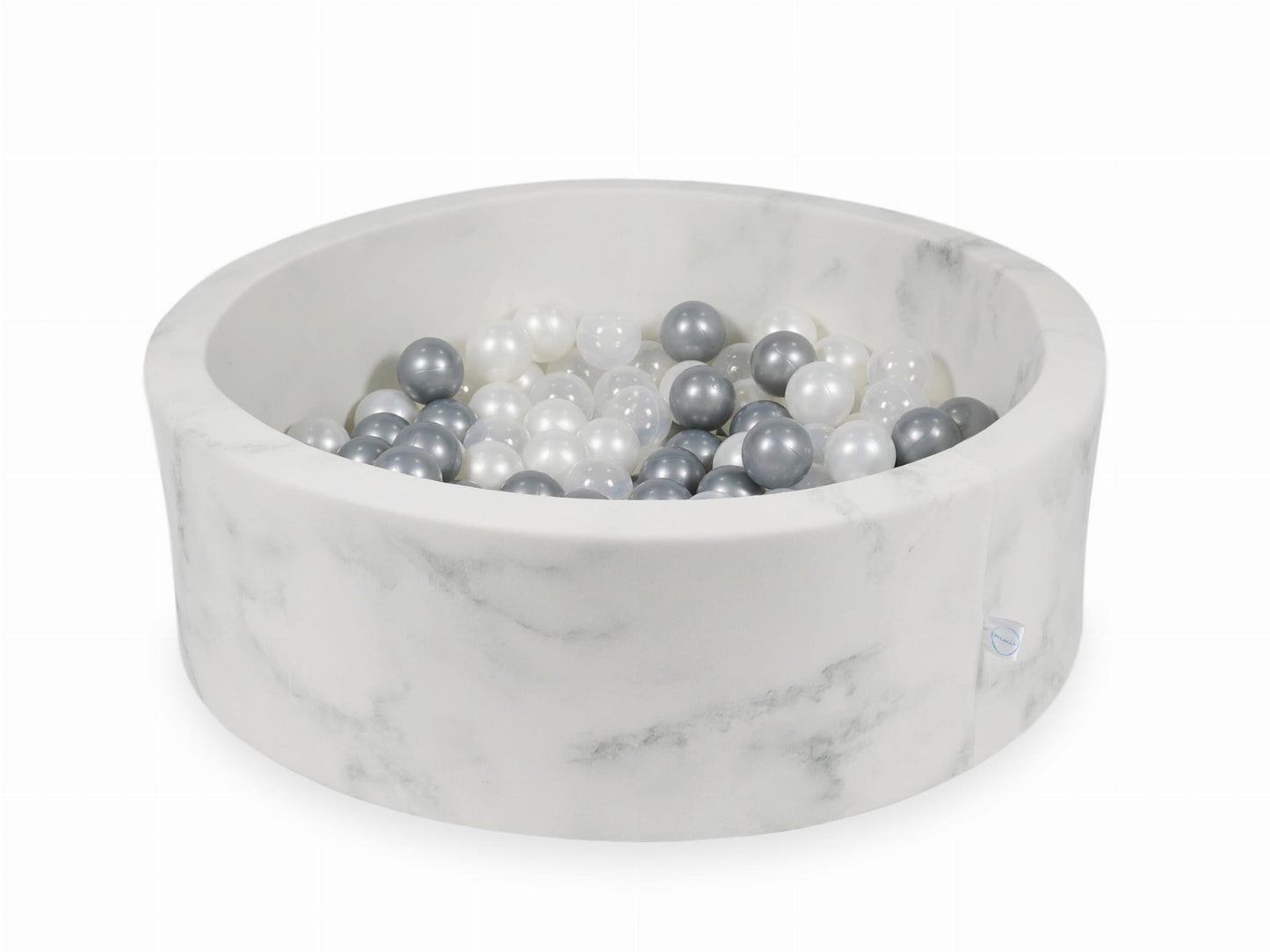 Piscine à Balles 90x30 marbre avec boules 200pcs (perle, transparent, argent)