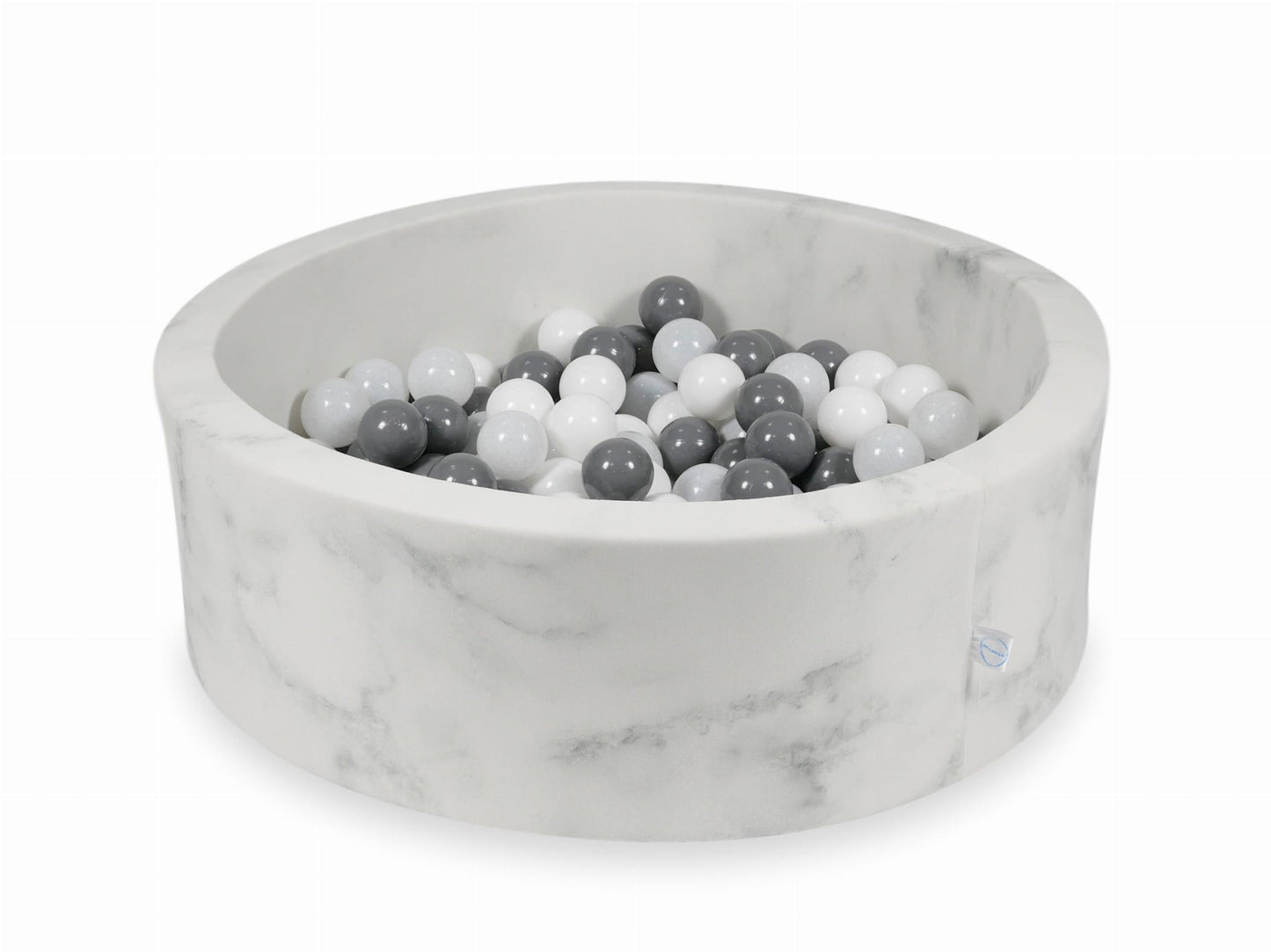 Piscine à Balles 90x30 marbre avec boules 200pcs (blanc, gris, blanc laineux)