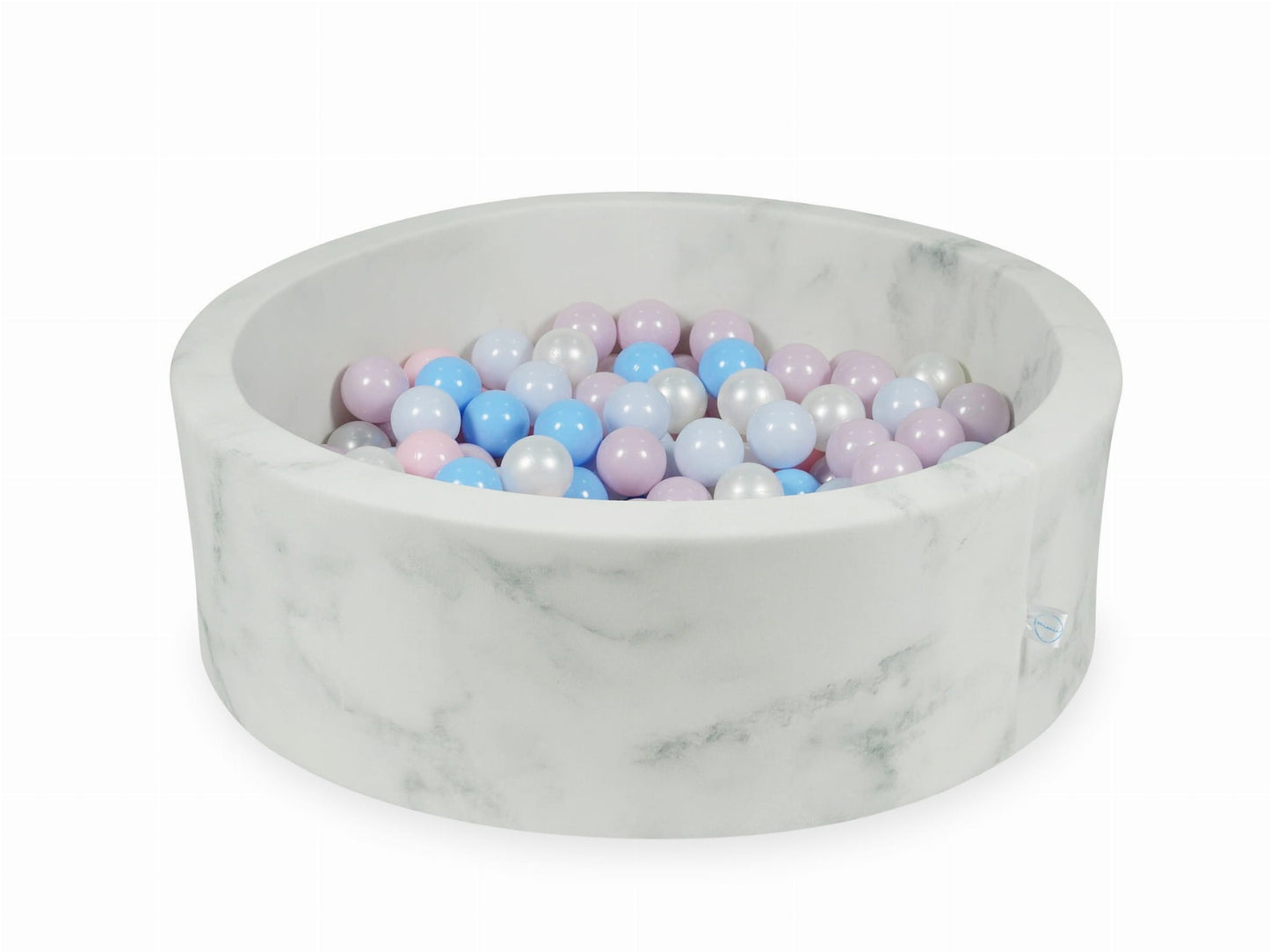 Piscine à balles 90x30 marbre avec boules 200pcs (rose bébé, perle rose bébé, perle bleu bébé, bleu bébé, perle)