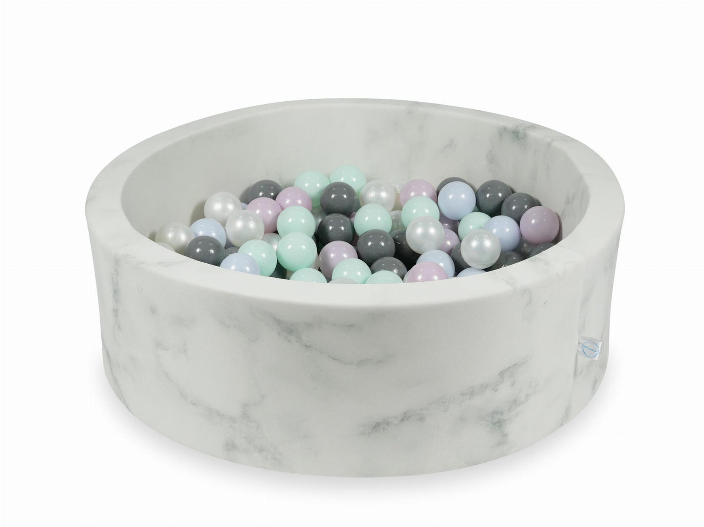 Piscine à Balles 90x30 marbre avec boules 200pcs (menthe clair, perle rose bébé, perle bleu bébé, perle, gris)
