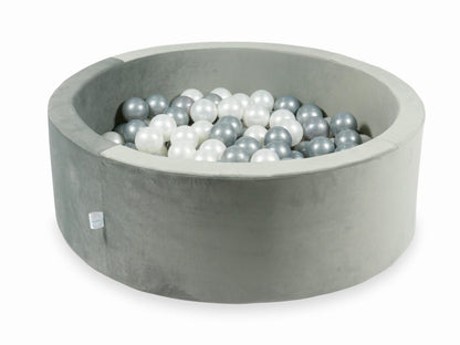 Piscine à balles avec balles 200pcs 90x30 gris velours (perle, argent)