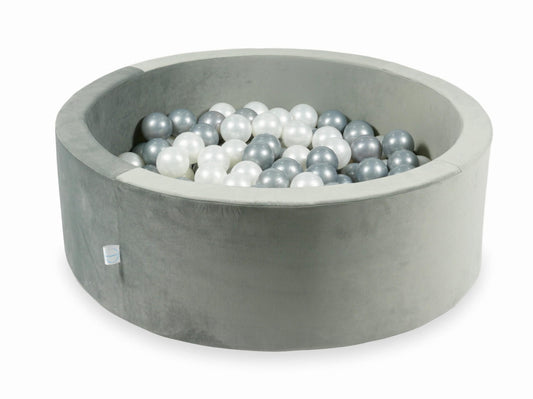 Piscine à balles avec balles 200pcs 90x30 gris velours (perle, argent)