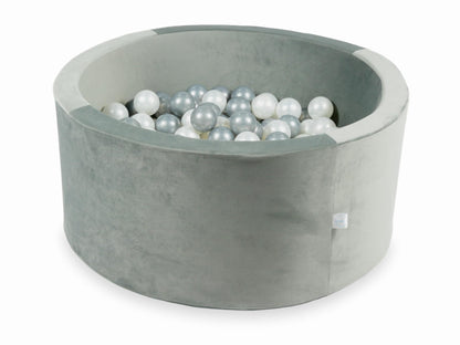 Piscine à balles avec balles 300pcs 90x40 gris velours (perle, argent)