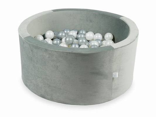 Piscine à balles avec balles 300pcs 90x40 gris velours (perle, argent)