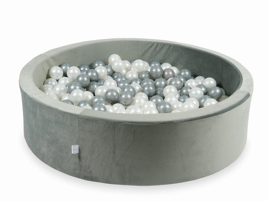Piscine à balles avec balles 400pcs 110x30 gris velours (perle, argent)