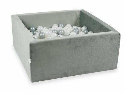 Piscine à balles avec balles 400pcs 90x90x40 gris velours (perle, argent)