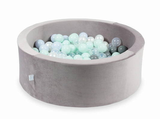 Piscine à Balles avec balles 200pcs 90x30 velours lilas (menthe clair, bleu bébé perle, gris, transparent, perle)