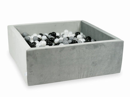 Piscine à balles avec balles 600pcs 110x110x40 gris velours (noir, gris, perle)
