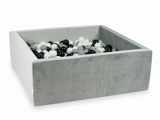 Piscine à balles avec balles 600pcs 110x110x40 gris velours (noir, gris, perle)