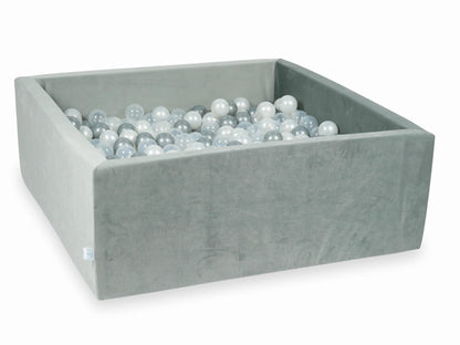 Piscine à balles avec balles 600pcs 110x110x40 gris velours (transparent, perle, argent)