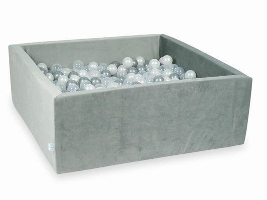 Piscine à balles avec balles 600pcs 110x110x40 gris velours (transparent, perle, argent)