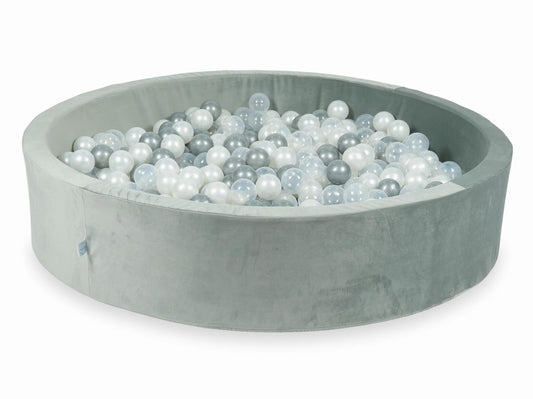 Piscine à balles avec balles 600pcs 130x30 gris velours (transparent, perle, argent)