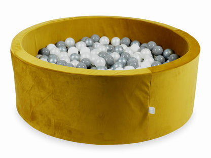 Piscine à balles avec balles 500pcs 110x40 velours doré (blanc, argent, perle, gris)