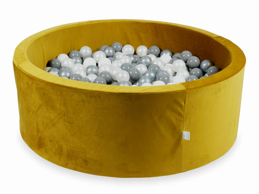 Piscine à balles avec balles 500pcs 110x40 velours doré (blanc, argent, perle, gris)