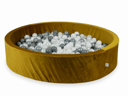 Piscine à Balles avec balles 600pcs 130x30 velours doré (blanc, argent, perle, gris)