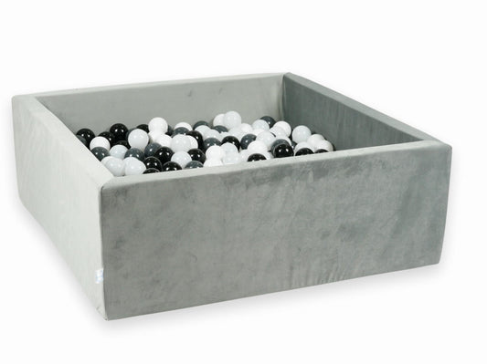 Piscine à balles avec balles 600pcs 110x110x40 gris velours (blanc, graphite, noir, blanc laineux)