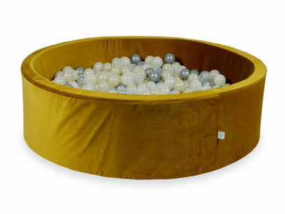 Piscine à Balles avec balles 700pcs 130x40 velours doré (argent, effet sirène, or clair, transparent)