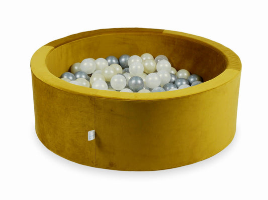 Piscine à Balles avec balles 200pcs 90x30 velours doré (argent, effet sirène, or clair, transparent)