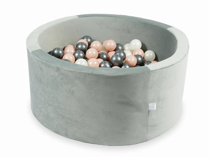 Piscine à Balles avec balles 300pcs 90x40 gris velours (or rose, graphite métallisé, effet sirène)