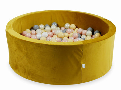 Piscine à Balles avec boules 500pcs 110x40 velours doré (beige, or rose, or clair, perle, gris)