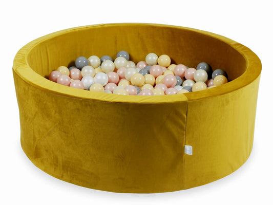 Piscine à Balles avec boules 500pcs 110x40 velours doré (beige, or rose, or clair, perle, gris)