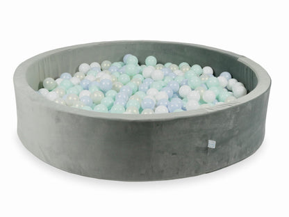 Piscine à Balles avec balles 600pcs 130x30 gris velours (bleu bébé perle, menthe clair, effet sirène, blanc)