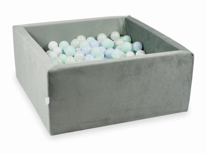 Piscine à Balles avec balles 400pcs 90x90x40 gris velours (bleu bébé perle, menthe clair, effet sirène, blanc)
