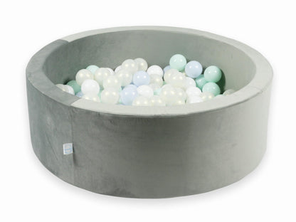 Piscine à Balles avec balles 200pcs 90x30 gris velours (bleu bébé perle, menthe clair, effet sirène, blanc)