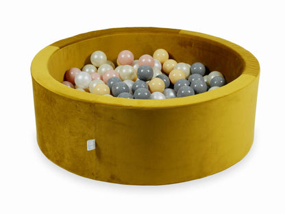 Piscine à Balles avec boules 200pcs 90x30 velours doré (beige, or rose, or clair, perle, gris)